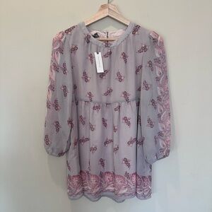 Anthropologie Pink Floral Mini Dress